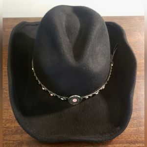 Womens Black & Pink Vintage Cowboy Hat
